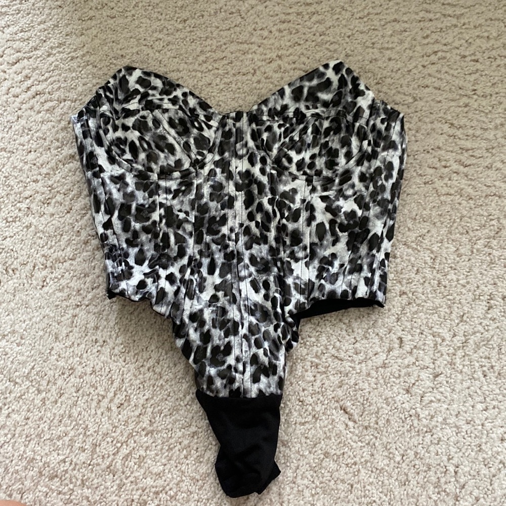 Leopard leather corset top